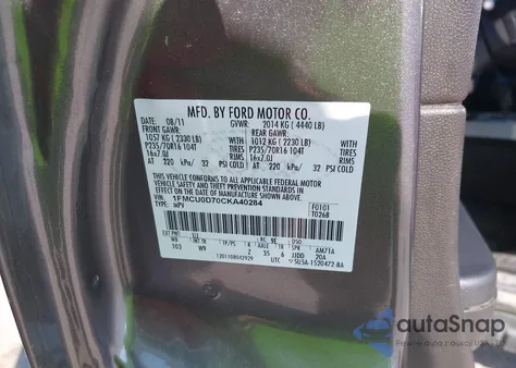 2012 Ford Escape Xlt z USA, uszkodzony, nr VIN 1FMCU0D70CKA40284